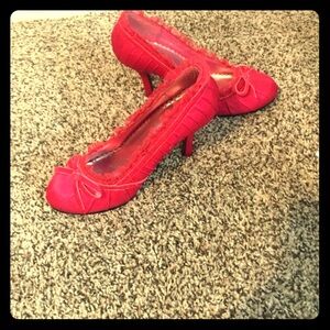 Pink low heel women shoes